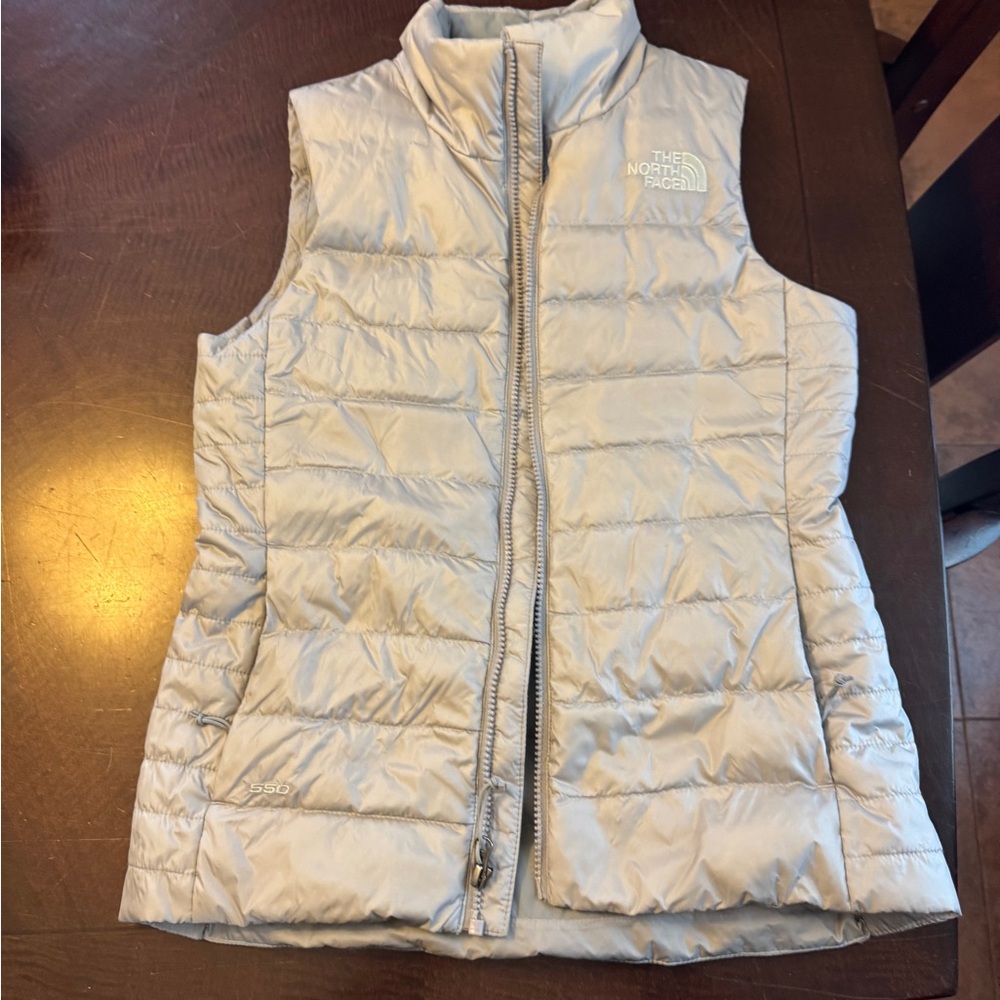 The North Face Pale Gray Quilted Down Vest